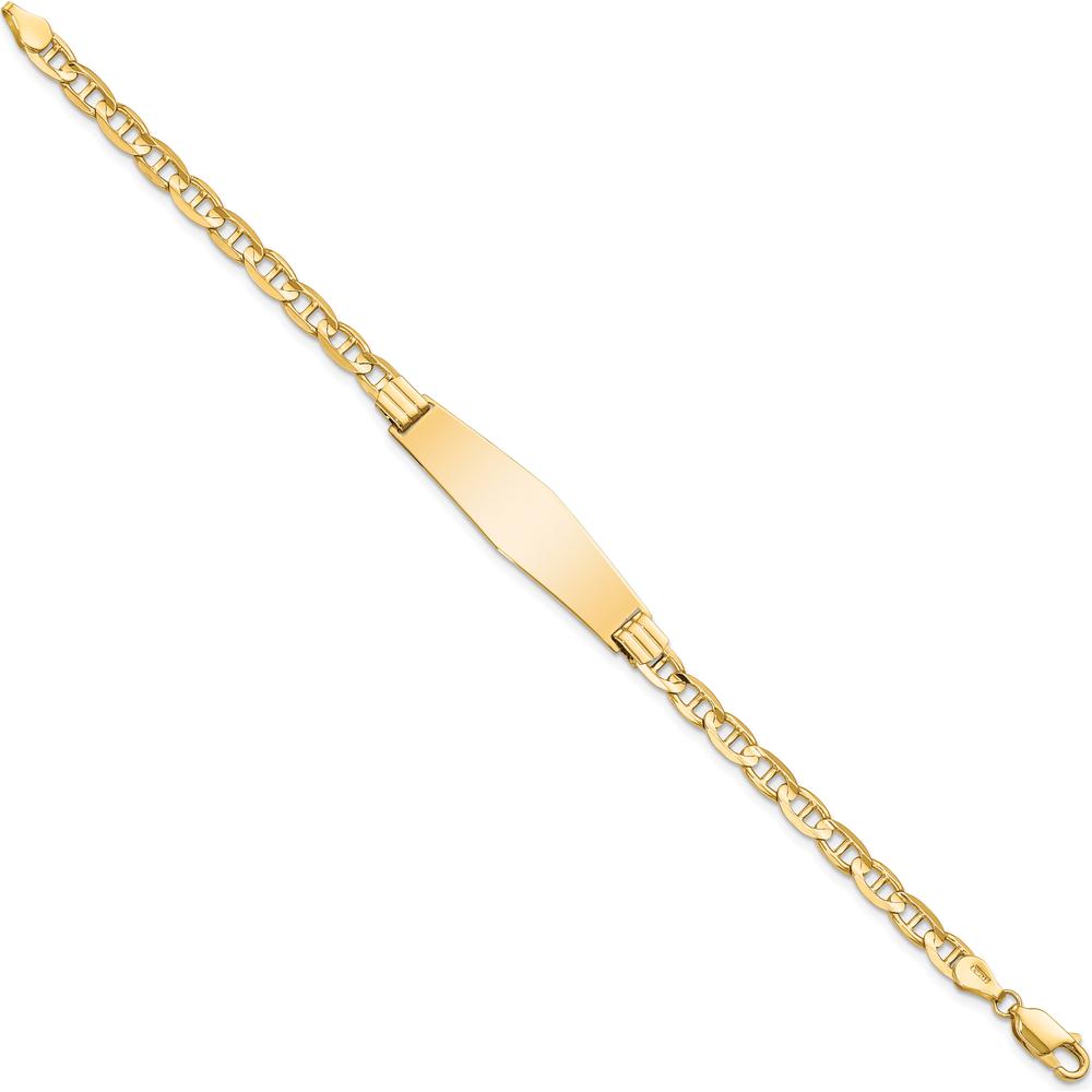 14K Yellow Gold Polished Anchor Link Bracelet with Diamond-Shaped Plate - 7" Length by Oro Pregiato