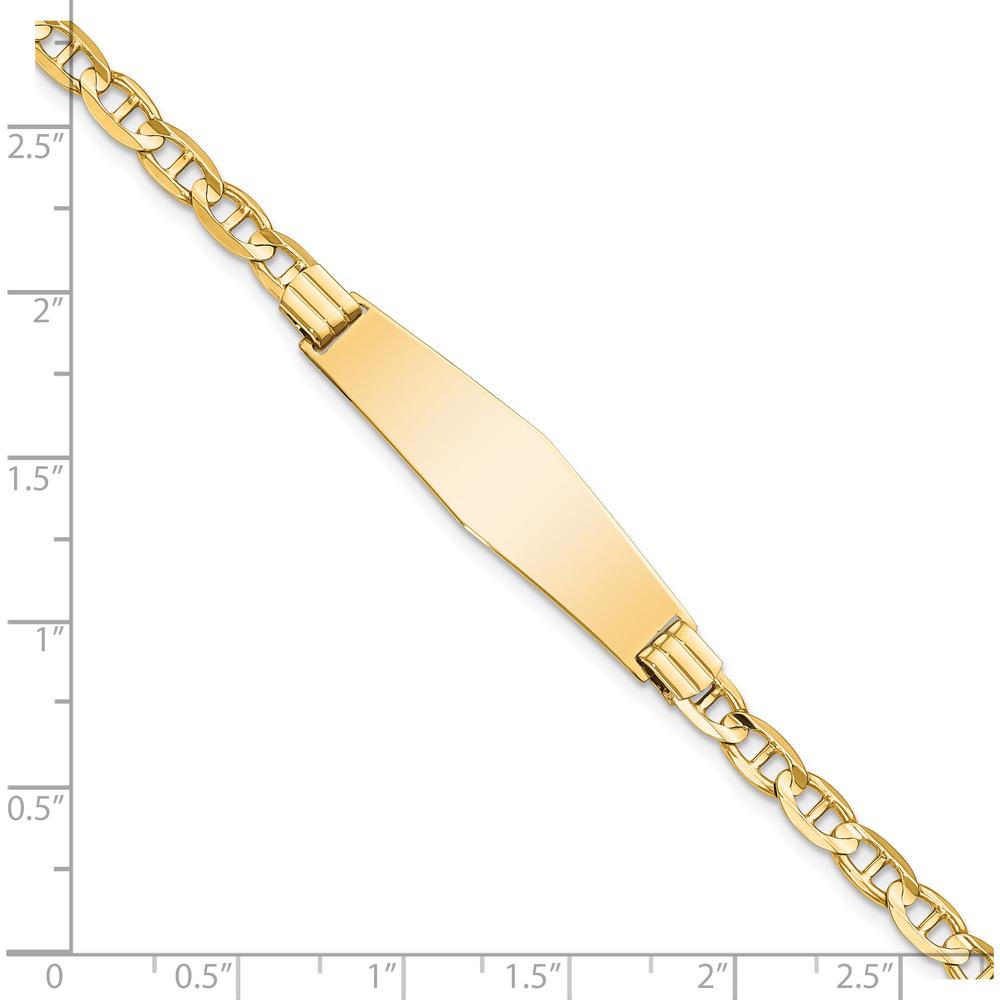 14K Yellow Gold Polished Anchor Link Bracelet with Diamond-Shaped Plate - 7" Length by Oro Pregiato