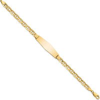 14K Yellow Gold Polished Anchor Link Chain ID Bracelet with Solid Diamond Shape Plate - 7" Length by Oro Pregiato