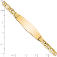 14K Yellow Gold Polished Anchor Link Chain ID Bracelet with Solid Diamond Shape Plate - 7" Length by Oro Pregiato