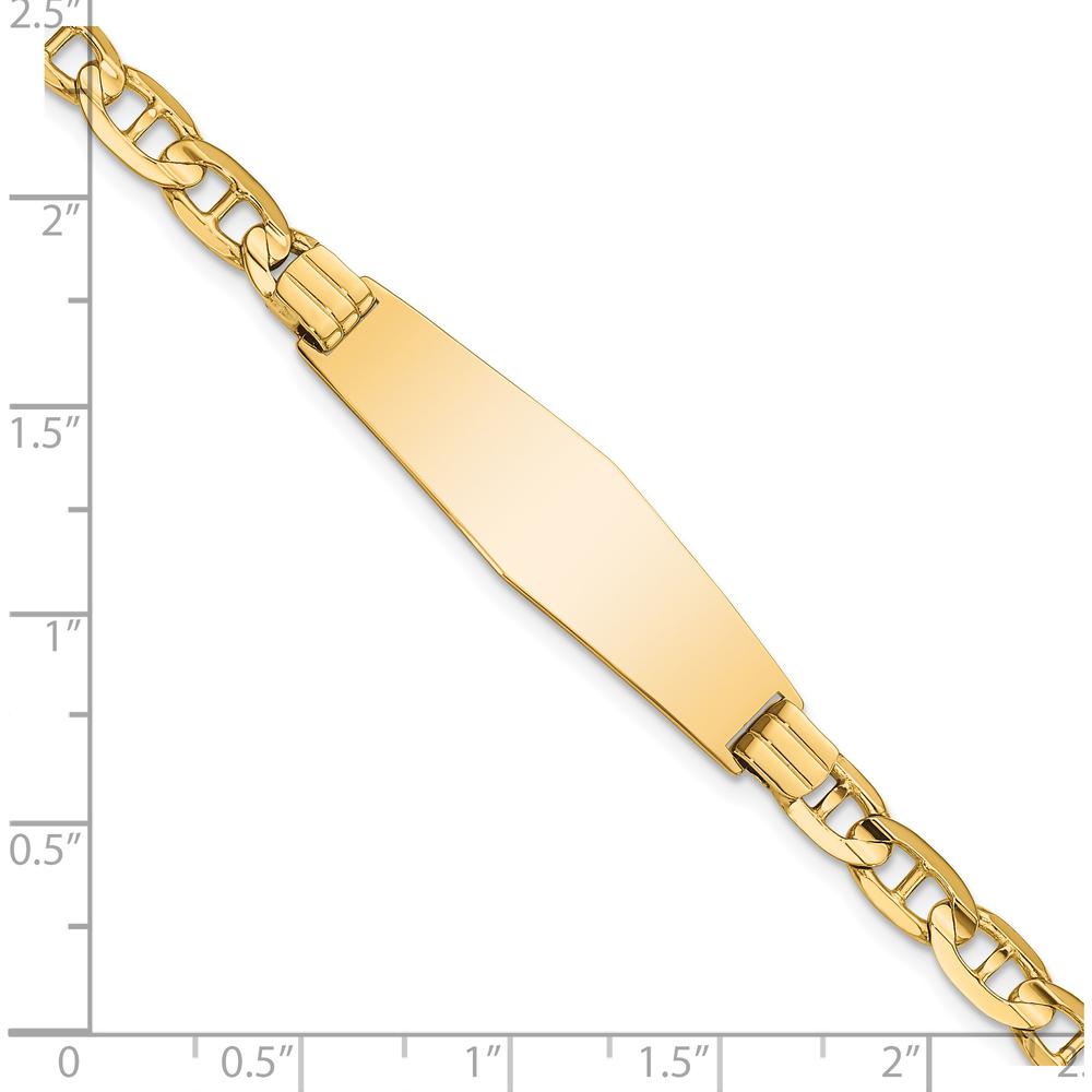 14K Yellow Gold Polished Anchor Link Chain ID Bracelet with Solid Diamond Shape Plate - 7" Length by Oro Pregiato