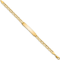 14K Yellow Gold Polished Anchor Link ID Bracelet 7" Length - Engravable by Oro Pregiato