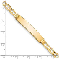 14K Yellow Gold Polished Anchor Link ID Bracelet 7" Length - Engravable by Oro Pregiato