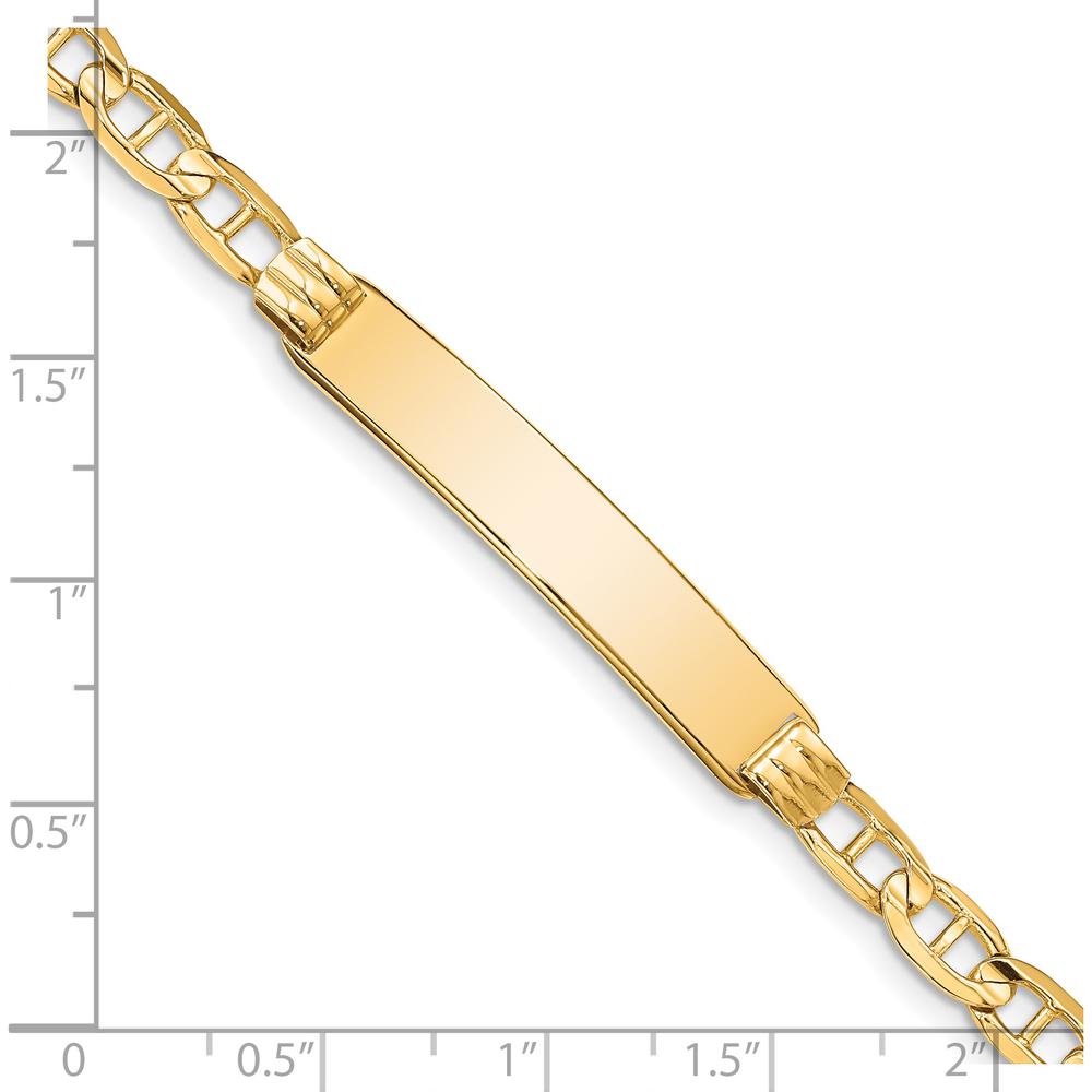 14K Yellow Gold Polished Anchor Link ID Bracelet 7" Length - Engravable by Oro Pregiato