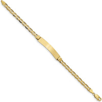 14K Yellow Gold Polished Anchor Link ID Bracelet - 8" with Engravable Plate. by Oro Pregiato