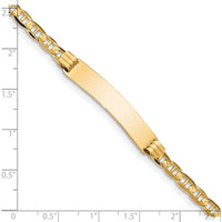 14K Yellow Gold Polished Anchor Link ID Bracelet - 8" with Engravable Plate. by Oro Pregiato
