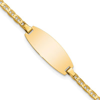 14K Yellow Gold Polished Anchor Link ID Bracelet with Engravable Oval Plate - 7" Length by Oro Pregiato