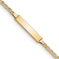 14K Yellow Gold Polished Anchor Link ID Bracelet with Engravable Plate - 6" by Oro Pregiato