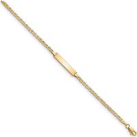 14K Yellow Gold Polished Anchor Link ID Bracelet with Engravable Plate - 6" by Oro Pregiato