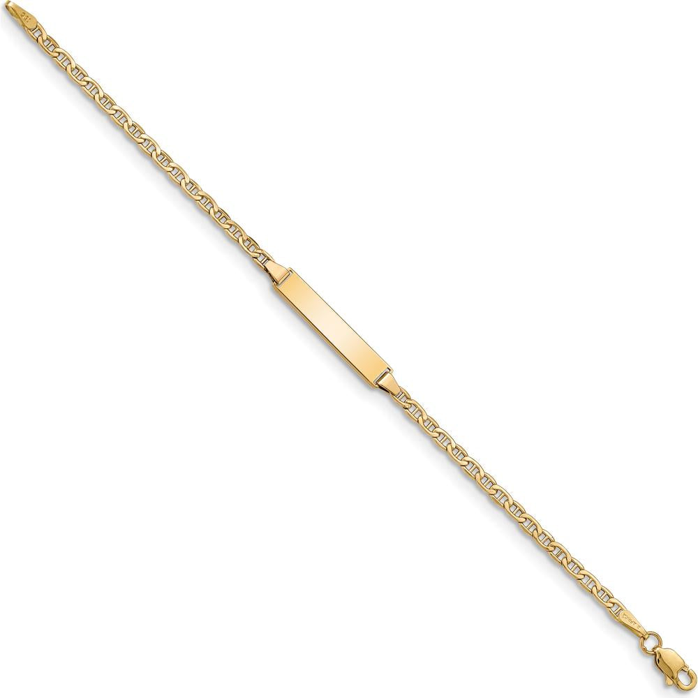 14K Yellow Gold Polished Anchor Link ID Bracelet with Engravable Plate - 6" by Oro Pregiato