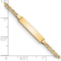 14K Yellow Gold Polished Anchor Link ID Bracelet with Engravable Plate - 6" by Oro Pregiato
