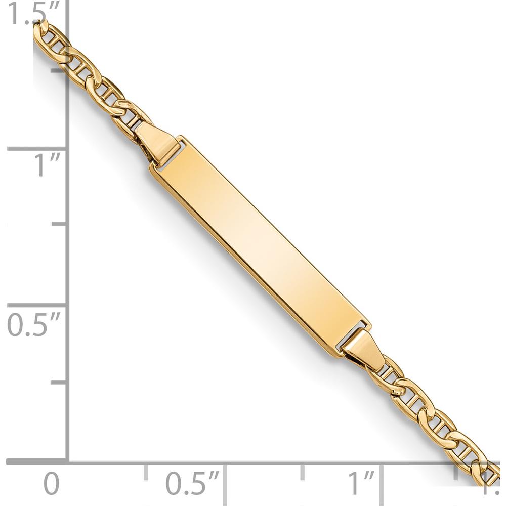 14K Yellow Gold Polished Anchor Link ID Bracelet with Engravable Plate - 6" by Oro Pregiato