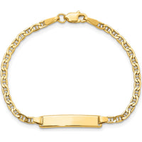14K Yellow Gold Polished Anchor Link ID Bracelet with Engravable Plate - 6" by Oro Pregiato