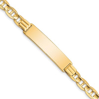 14K Yellow Gold Polished Anchor Link ID Bracelet with Engravable Plate - 8 Inches by Oro Pregiato