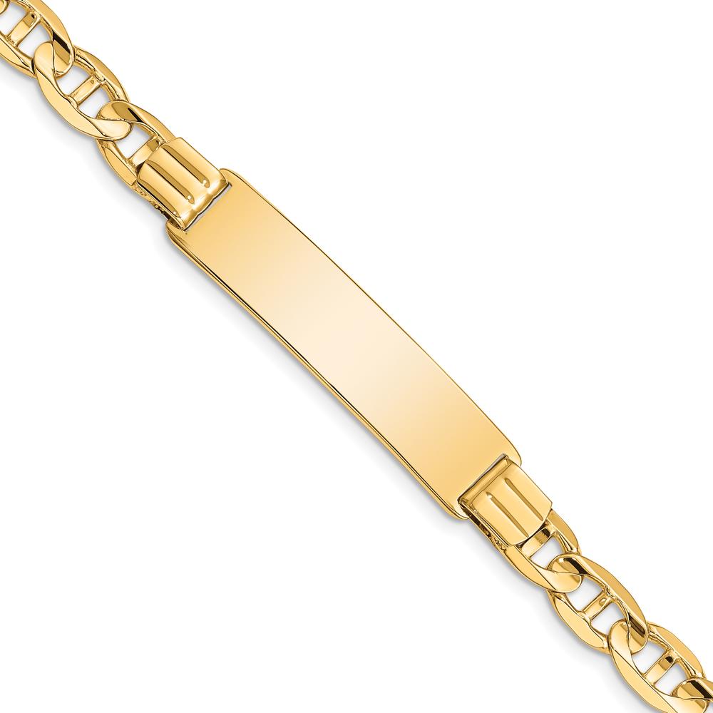 14K Yellow Gold Polished Anchor Link ID Bracelet with Engravable Plate - 8 Inches by Oro Pregiato