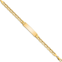 14K Yellow Gold Polished Anchor Link ID Bracelet with Engravable Plate - 8 Inches by Oro Pregiato