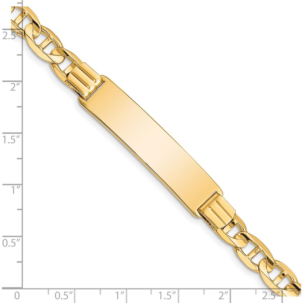 14K Yellow Gold Polished Anchor Link ID Bracelet with Engravable Plate - 8 Inches by Oro Pregiato