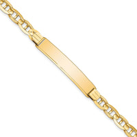 14K Yellow Gold Polished Anchor Link ID Bracelet with Engravable Solid Plate - 8" Length by Oro Pregiato