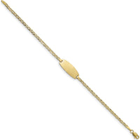 14K Yellow Gold Polished Anchor Link ID Bracelet with Oval Plate - 6" Baby/Child Size by Oro Pregiato