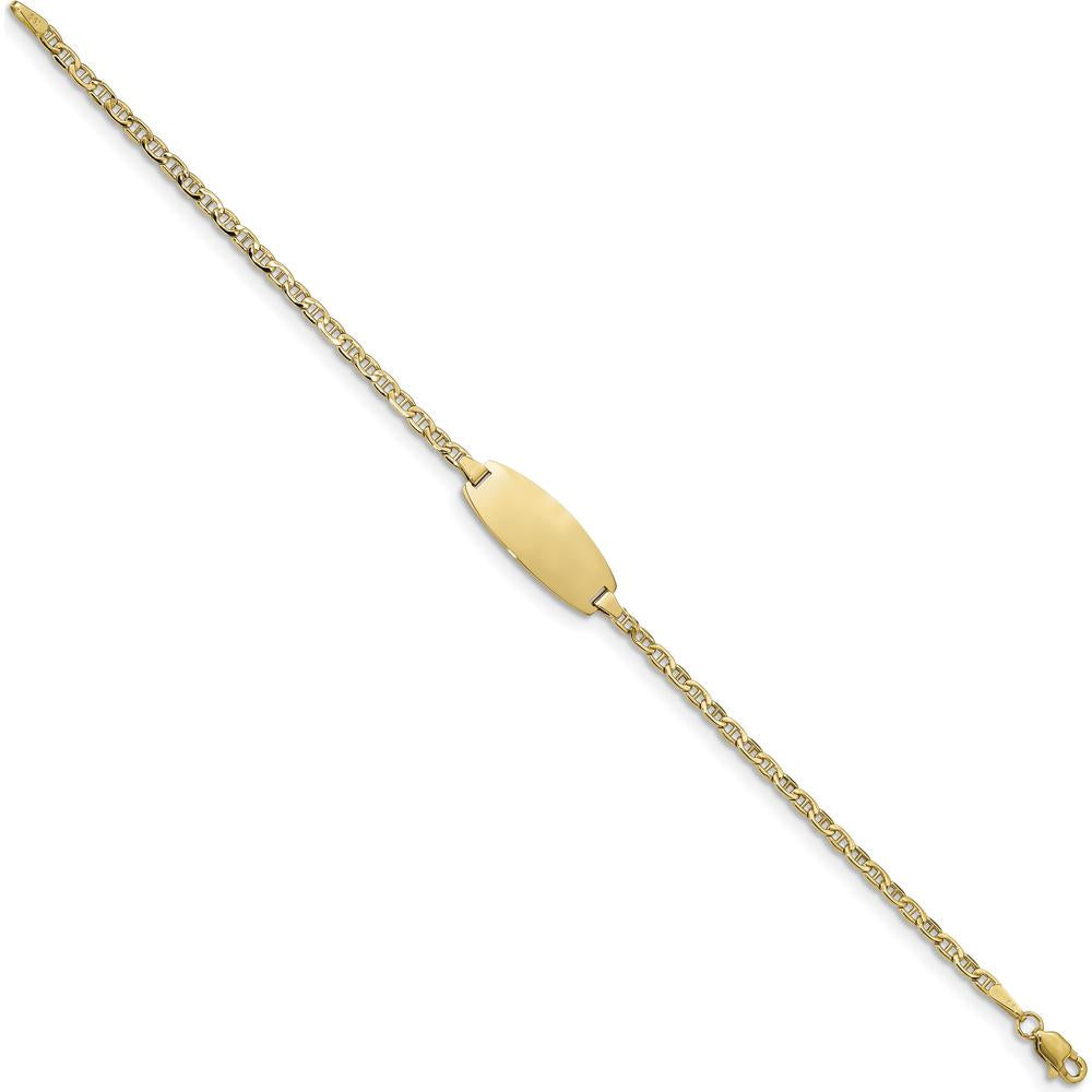 14K Yellow Gold Polished Anchor Link ID Bracelet with Oval Plate - 6" Baby/Child Size by Oro Pregiato