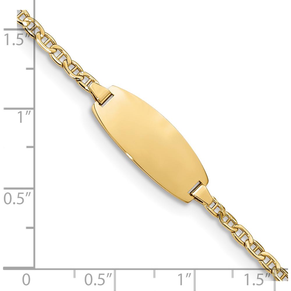 14K Yellow Gold Polished Anchor Link ID Bracelet with Oval Plate - 6" Baby/Child Size by Oro Pregiato