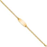 14K Yellow Gold Polished Anchor Link ID Bracelet with Oval Plate 7" Length by Oro Pregiato