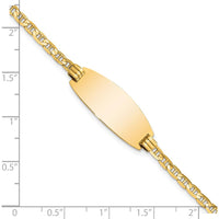 14K Yellow Gold Polished Anchor Link ID Bracelet with Oval Plate 7" Length by Oro Pregiato