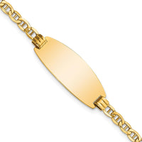 14K Yellow Gold Polished Anchor Link ID Bracelet with Semi-Solid Oval Plate - 7" Length by Oro Pregiato
