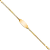 14K Yellow Gold Polished Anchor Link ID Bracelet with Semi-Solid Oval Plate - 7" Length by Oro Pregiato