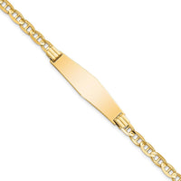 14K Yellow Gold Polished Anchor Link ID Bracelet with Soft Diamond Shape Plate - 8" Length by Oro Pregiato