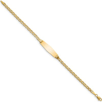14K Yellow Gold Polished Anchor Link ID Bracelet with Soft Diamond Shaped Plate - 7" Length by Oro Pregiato