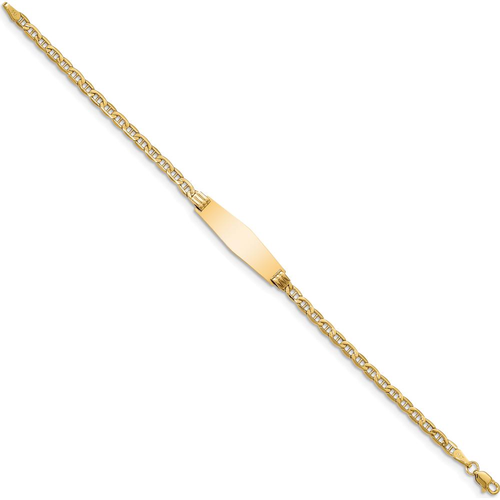 14K Yellow Gold Polished Anchor Link ID Bracelet with Soft Diamond Shaped Plate - 7" Length by Oro Pregiato