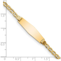 14K Yellow Gold Polished Anchor Link ID Bracelet with Soft Diamond Shaped Plate - 7" Length by Oro Pregiato