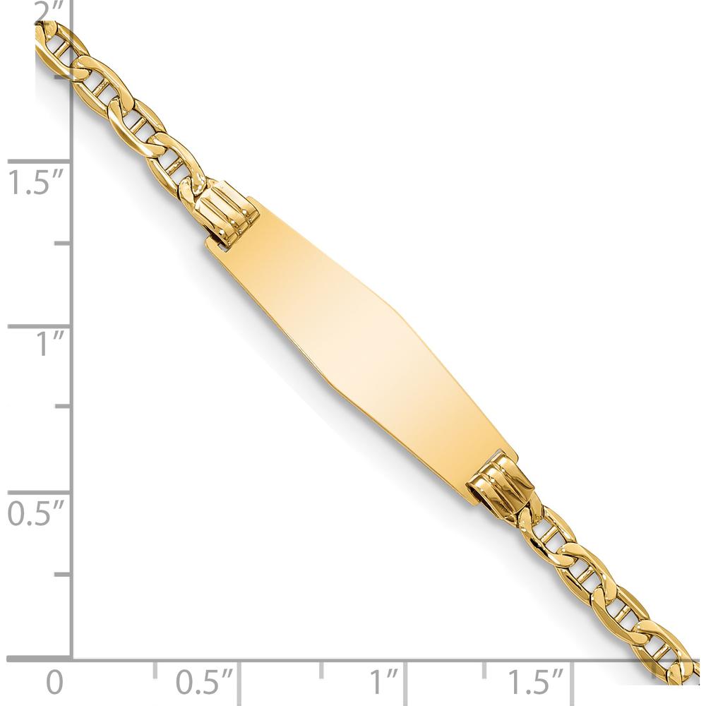 14K Yellow Gold Polished Anchor Link ID Bracelet with Soft Diamond Shaped Plate - 7" Length by Oro Pregiato