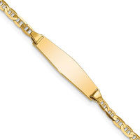 14K Yellow Gold Polished Anchor Link ID Bracelet with Solid Plate - 6" Length by Oro Pregiato