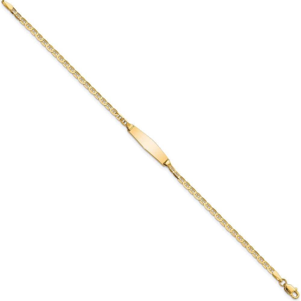 14K Yellow Gold Polished Anchor Link ID Bracelet with Solid Plate - 6" Length by Oro Pregiato
