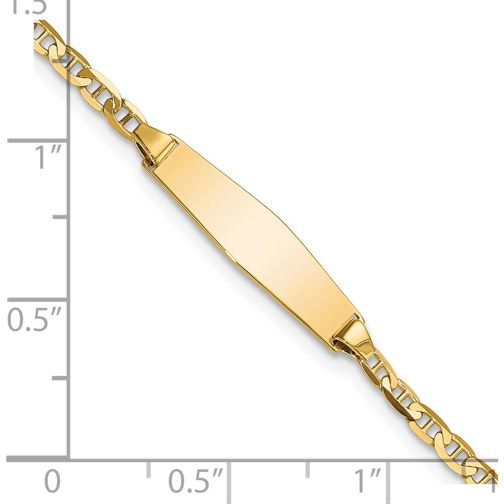 14K Yellow Gold Polished Anchor Link ID Bracelet with Solid Plate - 6" Length by Oro Pregiato