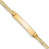 14K Yellow Gold Polished Anchor Link ID Bracelet with Solid Plate - 7" by Oro Pregiato