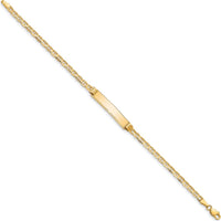 14K Yellow Gold Polished Anchor Link ID Bracelet with Solid Plate - 7" by Oro Pregiato