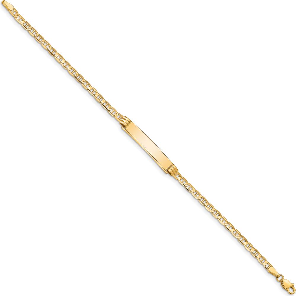 14K Yellow Gold Polished Anchor Link ID Bracelet with Solid Plate - 7" by Oro Pregiato
