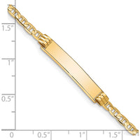 14K Yellow Gold Polished Anchor Link ID Bracelet with Solid Plate - 7" by Oro Pregiato
