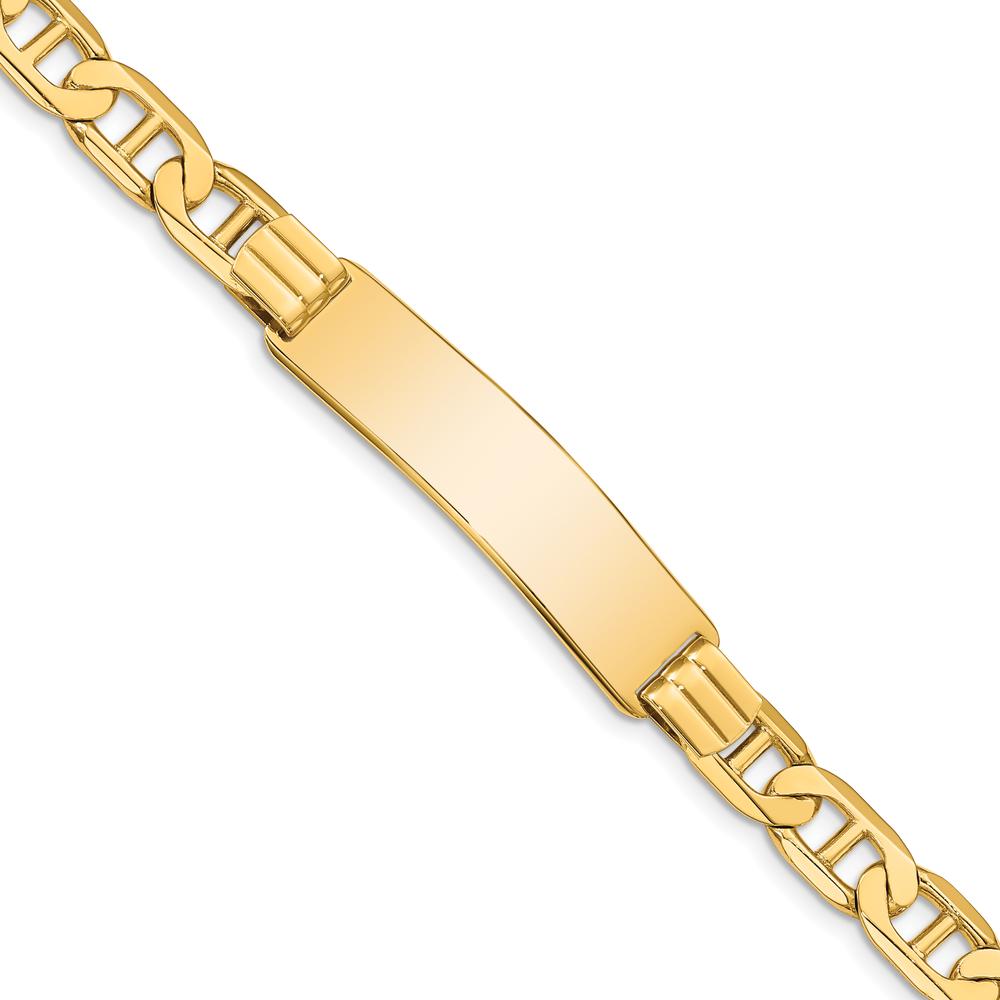 14K Yellow Gold Polished Anchor Link ID Bracelet with Solid Plate - 8" Length by Oro Pregiato