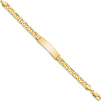 14K Yellow Gold Polished Anchor Link ID Bracelet with Solid Plate - 8" Length by Oro Pregiato
