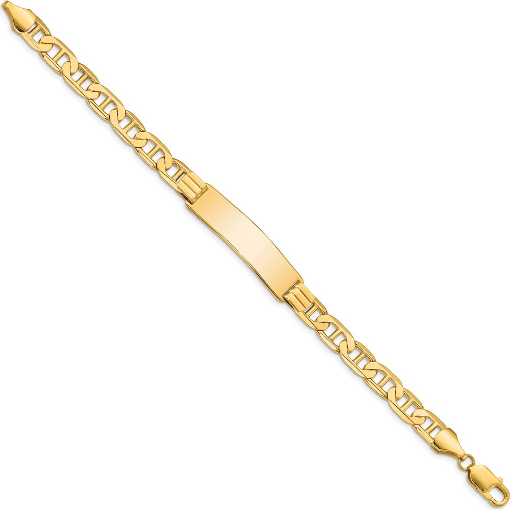14K Yellow Gold Polished Anchor Link ID Bracelet with Solid Plate - 8" Length by Oro Pregiato