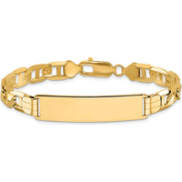 14K Yellow Gold Polished Anchor Link ID Bracelet with Solid Plate - 8" Length by Oro Pregiato