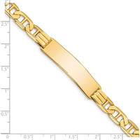 14K Yellow Gold Polished Anchor Link ID Bracelet with Solid Plate - 8" Length by Oro Pregiato