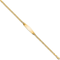 14K Yellow Gold Polished Anchor Link ID Bracelet with Solid Plate Charm - 7" Length by Oro Pregiato