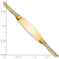 14K Yellow Gold Polished Anchor Link ID Bracelet with Solid Plate Charm - 7" Length by Oro Pregiato
