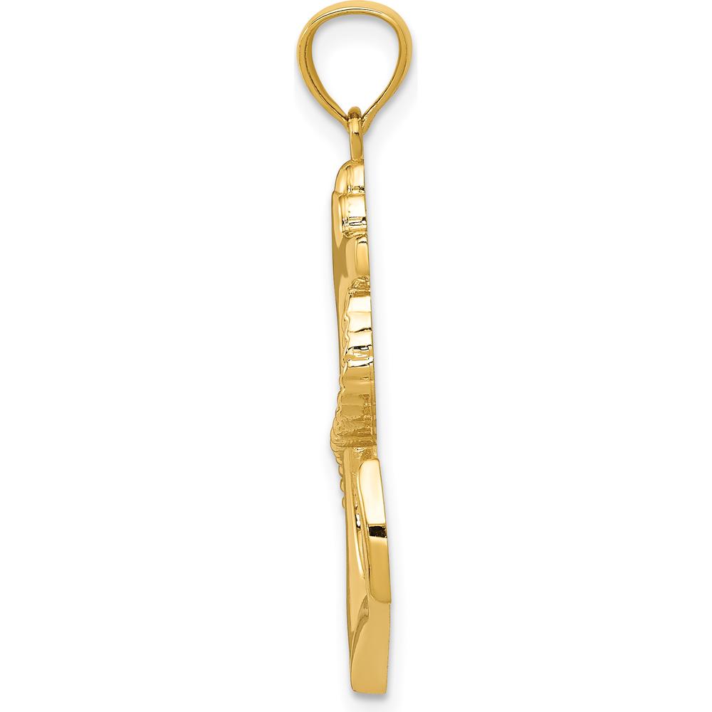 14K Yellow Gold Polished Anchor with Rope Pendant - 33.65mm Length by Oro Pregiato