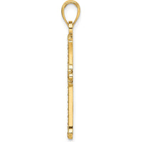 14K Yellow Gold Polished and Beaded Cross Pendant with Pointed Ends - 36.5mm Length by Oro Pregiato